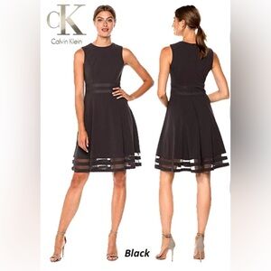 Calvin Klein Illusion Flare Mesh Dress - EUC